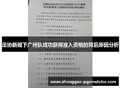 足协新规下广州队成功获得准入资格的背后原因分析